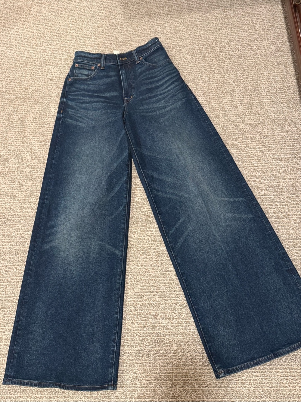 Madewell Wide-Leg Dark Blue Denim Jeans